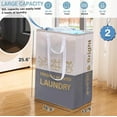 thumbnail image 3 of 2 Pack Laundry Baskets, 92L Freestanding Laundry Basket with Handles, Waterproof Tall Collapsible Clothes Hamper for Dorm, Bedroom, Bathroom, 3 of 4