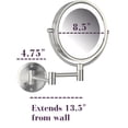 thumbnail image 6 of Jerdon Wall-Mounted Makeup Mirror With Lights - Direct-Wired Lighted Makeup Mirror with 8X Magnification & Nickel Finish - Model HL88NLD, 6 of 9