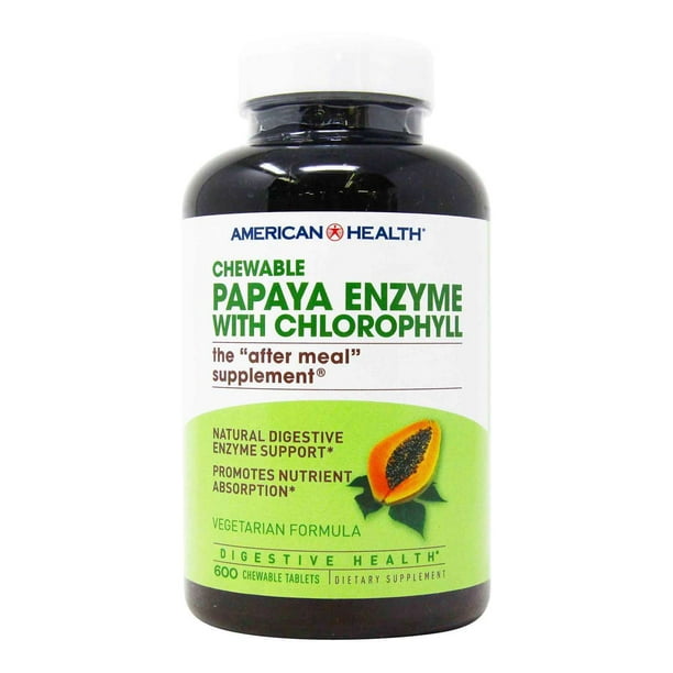 American Health Papaya Enzyme Plus With Chlorophyll (Chewable) 600 Tablets