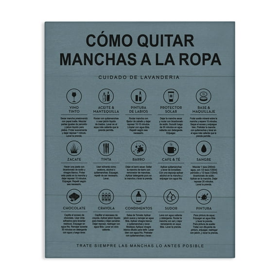 Stupell Industries Guía de Limpieza de Manchas, Azul Bath & Laundry Painting Wrapped Canvas Art Print Wall Art, 16 x 20