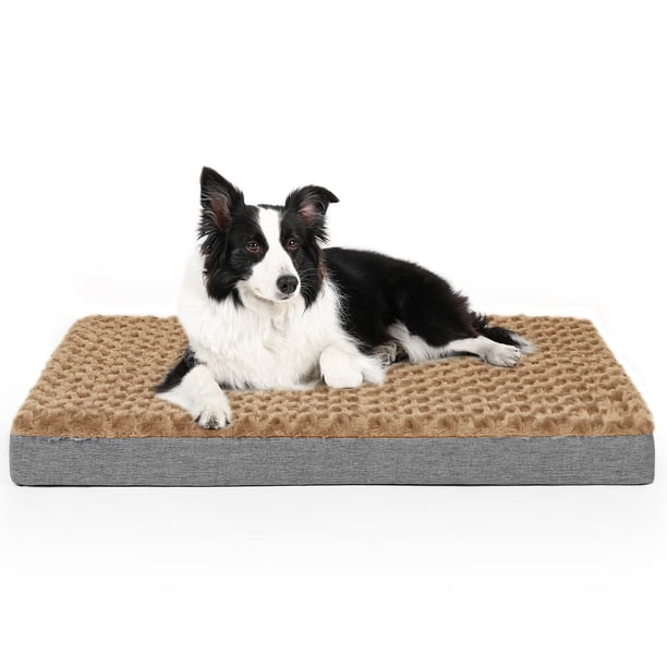 Cama para perro grande almohadilla para jaula con funda extraíble piel sintética suave lavable fondo antideslizante