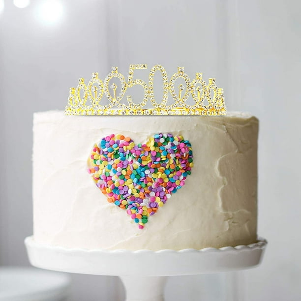 Décoration de gâteau couronne or et argent, diadème élégant, décor