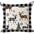 thumbnail image 5 of ZHAOCHENG Paquete de 4 fundas de almohada navideñas con diseño de cuadros escoceses, leopardo, copos de nieve, muñeco de nieve, pino, alce, para sofá, 45,7 x 45,7 cm, 5 of 5