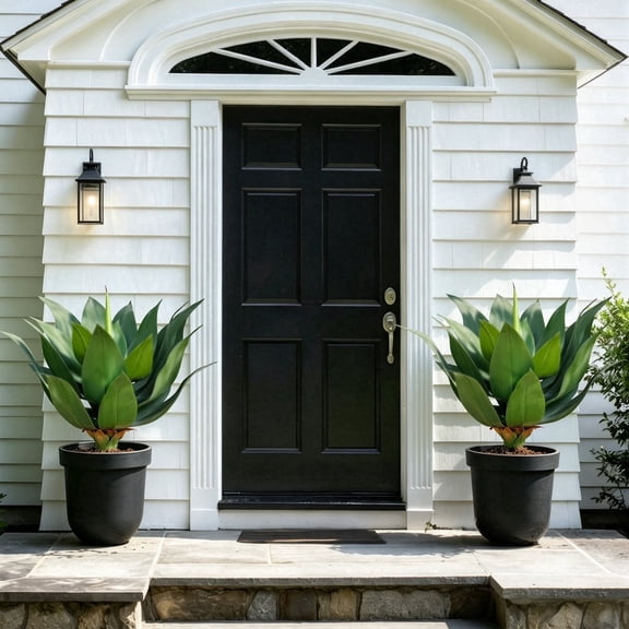20in Artificial Agave Plant, Green UV Resistant Fake Agave, Unpotted Small Faux Plant for Indoor Outdoor Decor