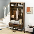 thumbnail image 4 of Costway 69" Tall Hall Tree with Seat Cushion Open Compartments Hooks Lift-top Storage Rustic Brown, 4 of 10