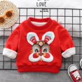 thumbnail image 2 of Aosijia Baby Toddler Pullover Sweatshirt Tiger Pattern Round Neck Long Sleeves Winter Girls Boys Festive New Year Clothes Red, 2 of 11