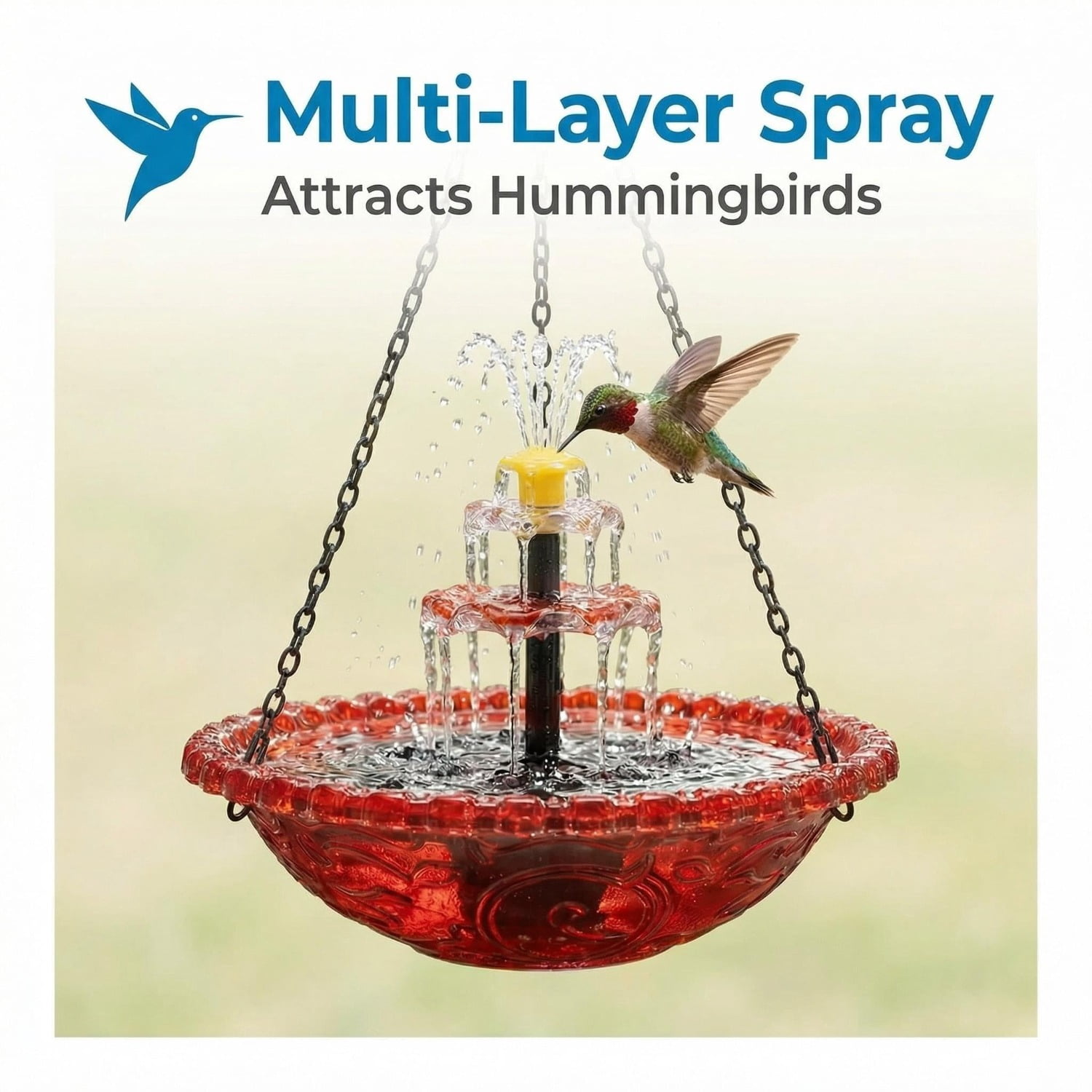 New Solar Cascade Hanging Bird Bath Fountain – Upgraded Outdoor Water Feature with Flowing Water, Solar Powered, Easy Hang, for Garden Patio Backyard Lawn Decor