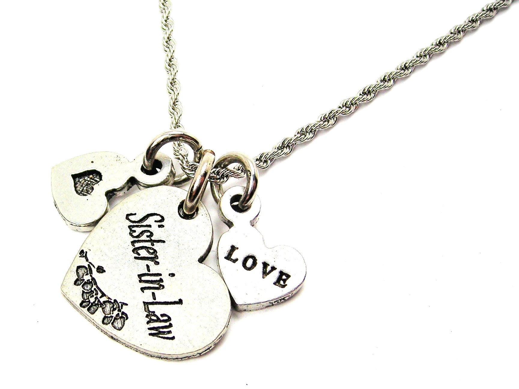 ChubbyChicoCharms Someone in Heaven Loves Me Stainless Steel Rope Chain Necklace with White Crystal Accent