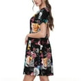 thumbnail image 2 of Uemuo Hibiscus Rose Print Womens Summer Dress Casual Swing Short Sleeve Sundresses Beach A-line Shift Dress, 2 of 6