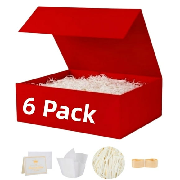Caja de regalo Ouering Red, paquete de 6 unidades, tamaño grande, 34,29 x 29,97 x 11,94 cm, con accesorios