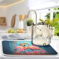 thumbnail image 5 of Flowers Flamingo Dish Drying Mat Microfiber Kitchen Pad Large Counter Absorbent Dish Mats Drainer Rack 18"x24", 5 of 7