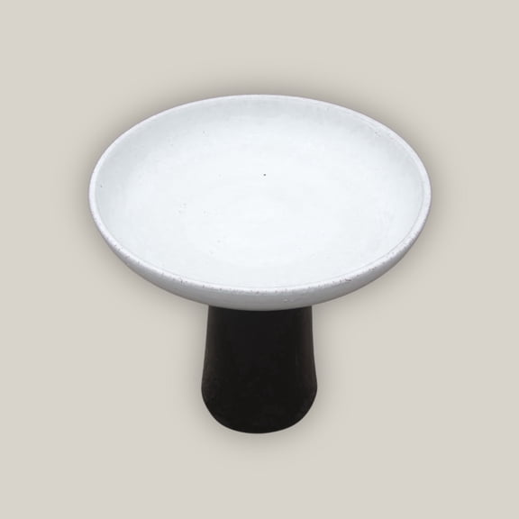 Ten Thousand Pots 19.5-Inch White Ceramic Outdoor Bird Bath Bowl with Black Stand