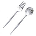 thumbnail image 2 of BalsaCircle 24 Silver Disposable 6" Premium Plastic Cutlery Spoons Forks Set Party Events Tableware Decorations, 2 of 8
