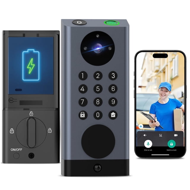 Cerradura inteligente para puerta eLinkSmart con cámara 2K, huella digital y Wi‑Fi