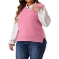 thumbnail image 2 of DARING DIVA Women's Plus Size V Neck Knit Sweater Vest 3X Pink, 2 of 6