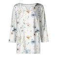 thumbnail image 4 of JULMCOMO Womens Summer Tops 2024 Dressy Casual Tops Floral Print Button Down V Neck Fashion Tshirts 3/4 Sleeve Tunic Tops, 4 of 5