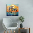 thumbnail image 6 of Shadudu Dolphin Canvas Wall Art Sunset/ Sunrise Poster Dolphin Jumping Out Of Water Painting Ocean Life Prints Dolphin Pictures Coastal Theme Artwork Ocean Scenery Wall Art Canvas No Frame 16x16in, 6 of 6