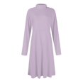 thumbnail image 7 of Women's Casual Fashion High Neck Long Sleeve Solid Color Midi Dress, Fall and Winter Elegant Dress for Everyday Wear, Comfortable and Versatile Styling,Light Purple,XL, 7 of 7