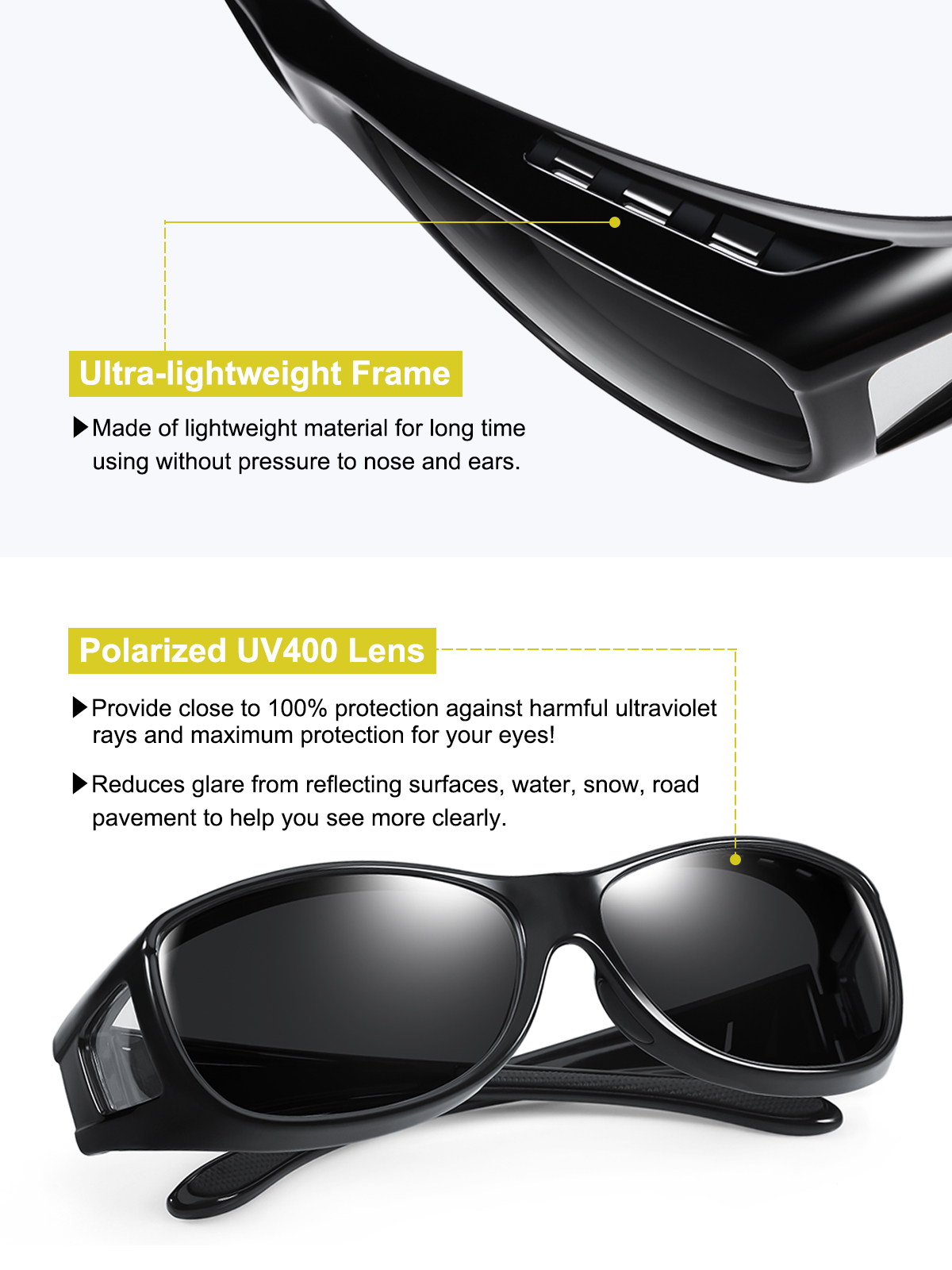 Tinhao Hd Polarized Fit Over Sunglasses For Men And Women Wrap Around Glasses Uv400 Protection 