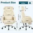 thumbnail image 4 of Hoffree Criss Cross Office Chair with Reversible Armrests, Big and Tall Desk Chair with Footrest, Reclining Ergonomic Computer Chair with Adjustable Headrest, Executive Fabric Chair for Home, Beige, 4 of 10