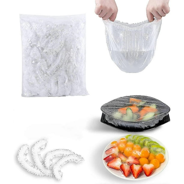 Bolsas retráctiles para conservar alimentos frescos, tapas universales para cuencos, bolsas de plástico selladas, cubiertas para platos y cuencos, conservación de frutas, 100 unidades