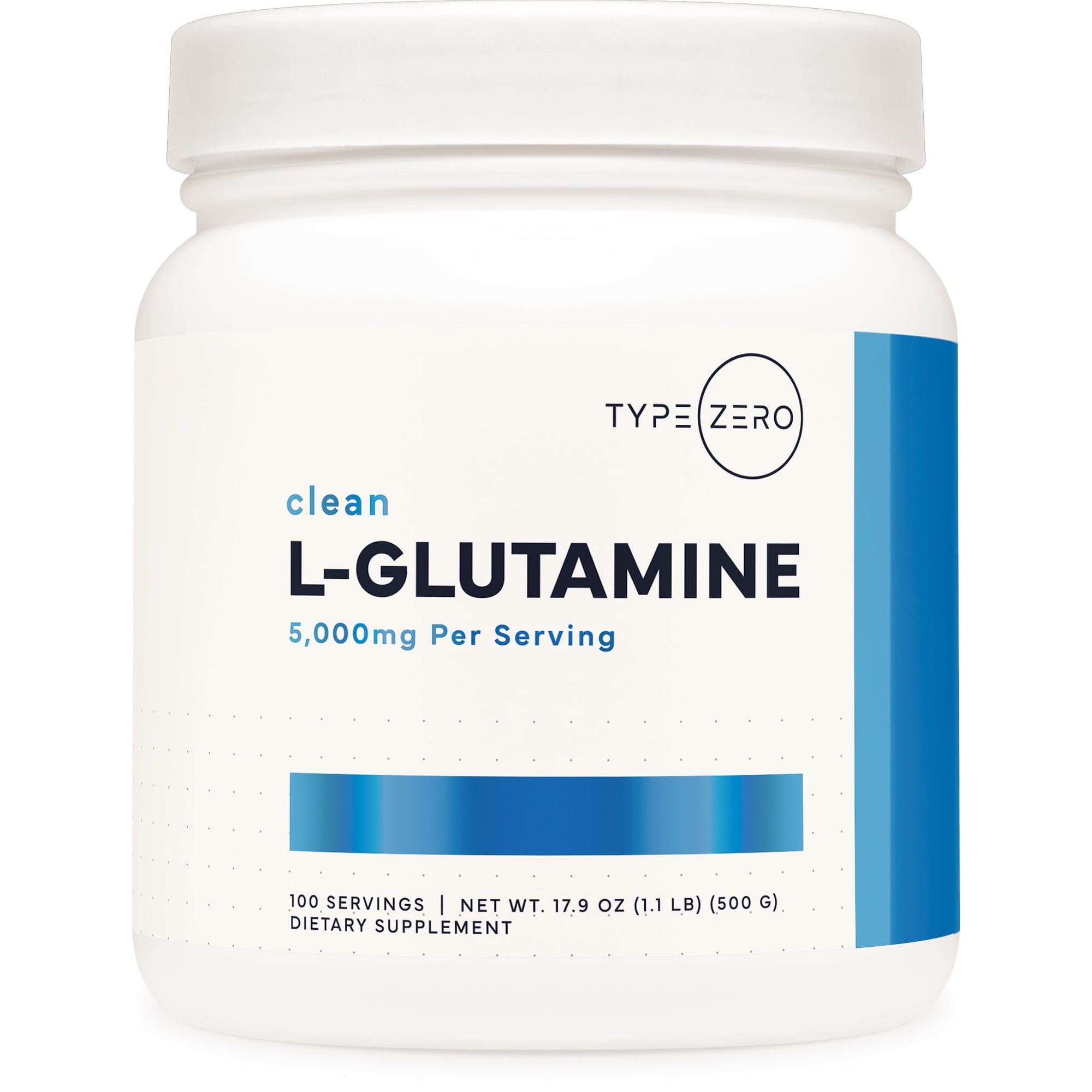 Type Zero 5X Strength L Glutamine Powder (500G) 3-Month Supply Pure L-Glutamine Supplement - Vegan, Gluten Free, No Fillers