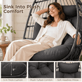 thumbnail image 6 of RADIATA Outdoor Foldable Hanging Egg Chair with Stand, PE Wicker Indoor Outdoor Swing Chair with 5" Cushion and Headrest, 350 lbs Capacity, Dark Gray, 6 of 10
