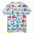 thumbnail image 5 of TOWED22 Toddler Boys Dinosaur Shark T-Shirts Short Sleeve Car Excavator Graphic Tees(Light Blue,12-13 Y), 5 of 5