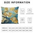 thumbnail image 5 of Chilfamy Throw Pillowcases Ginko Leaves in Gold And Turquoise with Marble Satin Square Throw Pillow Covers Plant Leaves Decorative Soft And Luxurious Cushion Cover Zippered for Home Bed Sofa, 5 of 5