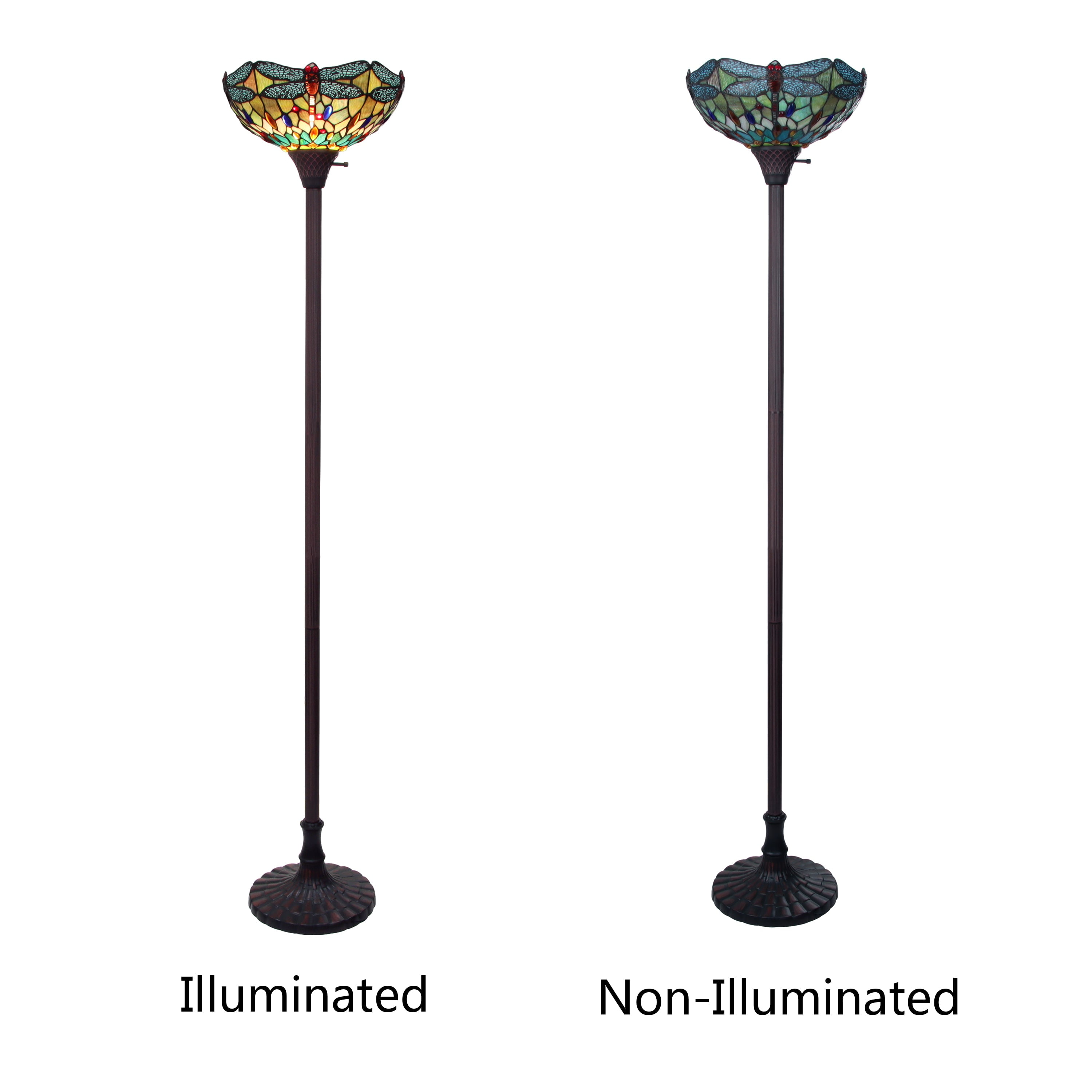 Radiance Goods Tiffany-Style Dark Bronze 1 Light Torchiere Lamp 14" Shade/70 Tall
