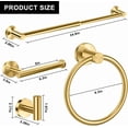 thumbnail image 3 of Juego de Accesorios de Baño 5 Piezas  Toallero Barra Extra Largo 60 cm + Anillo + Portarrollos + 2 Ganchos  Acero Inoxidable 304, Montaje en Pared (5, Plata cepillada), 3 of 8