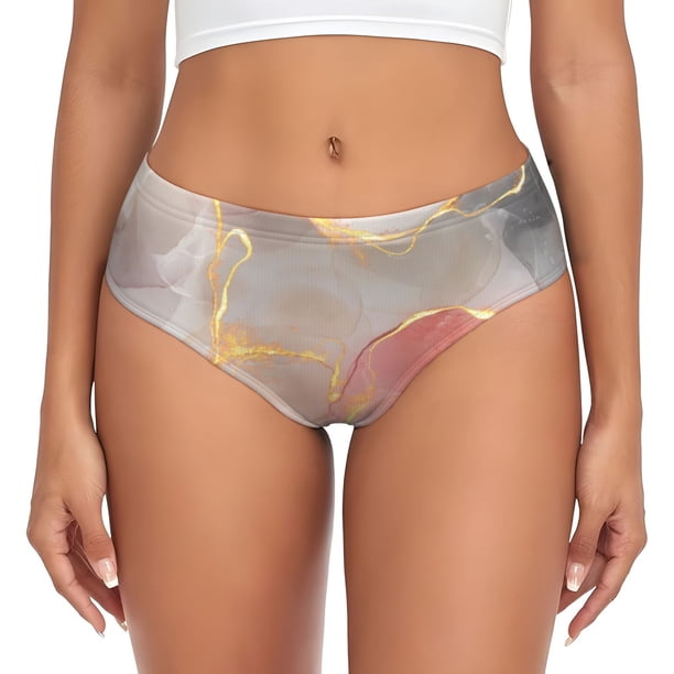 Fotbe Abstract Marble Texture Calzones Estampados para Mujer – Ropa Interior de Algodón, Cómoda, Suave y Elástica-3X-Large