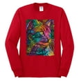 thumbnail image 3 of Colorful Cat Portrait | Cat Lover Owner | Dean Russo Art Animal Lover Mens Long Sleeve Shirt, Red, S, 3 of 5