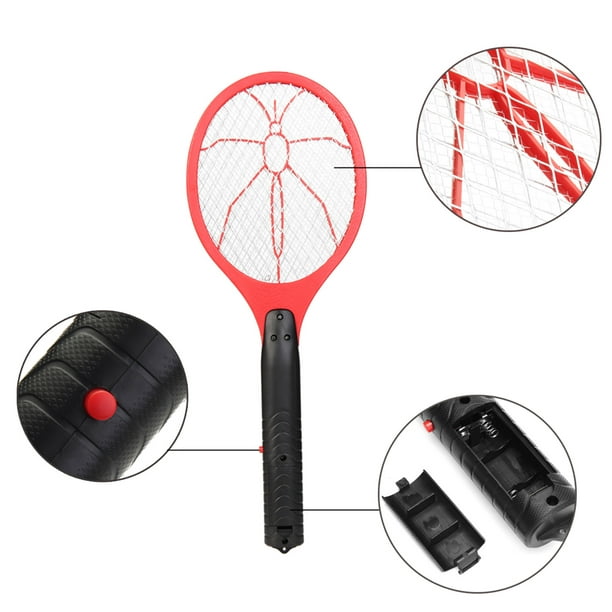 Fly Bat 3 Layer Mesh Flies Shock Heavy Bug Racket Portable Pest Insect  Control Device Electric Anti-leakage Net Tool, Red 