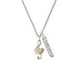 thumbnail image 2 of Delight Jewelry Goldtone Large Clef with Heart Silvertone Forever Bar Charm Necklace, 23", 2 of 4