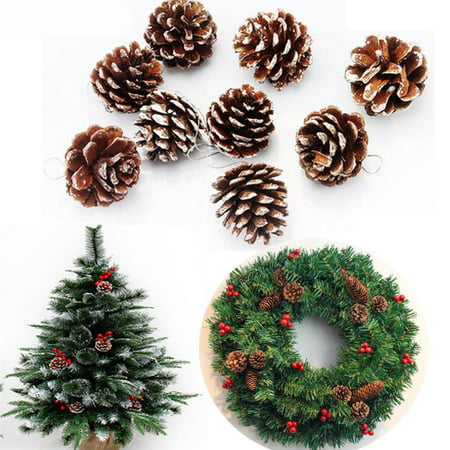 9pcs Mini Christmas Pine Cones Baubles Santa Xmas Tree Party Decor