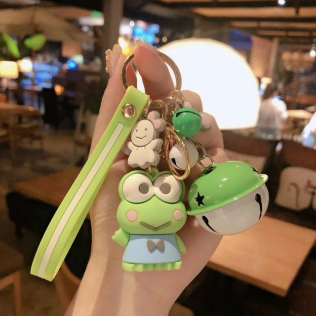 Llavero Kawaii Sanrio Hello Kitty con campana grande, My Melody Kuromi Cinnamoroll Purin Xo Keroppi, llavero de dibujos animados, colgante de llave de coche YAOSANBAO BAO unisex