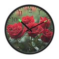 thumbnail image 2 of Voice Activated Clock with Glow Light 12 Inch Large Silent Wall Clock Battery Operated for Home Decor Red Roses with Water Droplets, 2 of 8