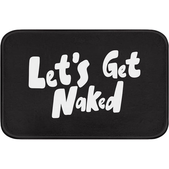 Let's Get Naked Bath Mat Modern Abstract Art Bathroom Rugs No Slip Black Washable Cover Floor Rug Carpets 16x24 Inches for Kitchen Bedroom Add a Touch of Art to Your Space