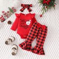thumbnail image 2 of NOLDARES Newborn Infant Baby Girls Clothes Ribbed Romper Bodysuit Pants Set 3PC Fall Winter Outfits(Red,3-6 M), 2 of 9