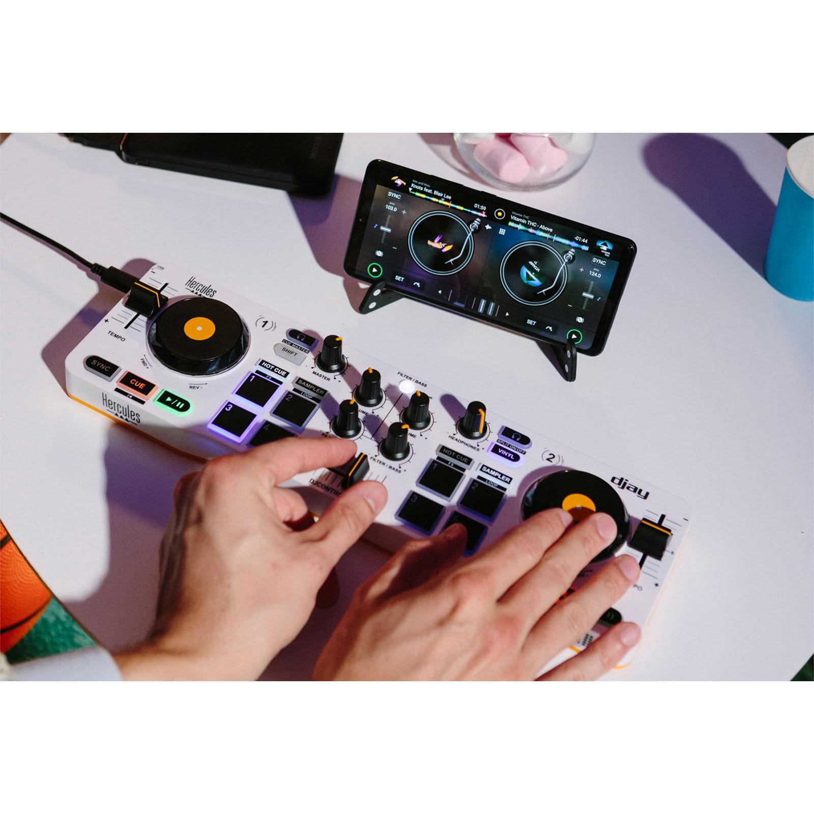 Hercules DJControl Mix DJ Controller Designed for Smartphones with Headphones Package