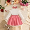 thumbnail image 3 of Product Classification Girls Dresses Product Title Girls Long Sleeve Bowknot Ribbed Dress Headbands Set for Everyday Casual and Schoolwear, 3 of 5