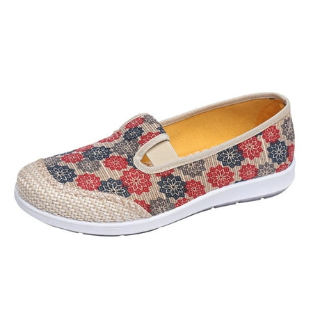 

casual shoes for Women Ladies Shoes Ethnic Style Casual Shoes Animal Flowers Print Elastic Strap Casual Shoes Mesh Dress Sandals for Women Red