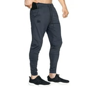 BROKIG Mens Lightweight Gym Joggers Pants Workout Athletic Sweatpants with Zip Pocket (Small, Gray)