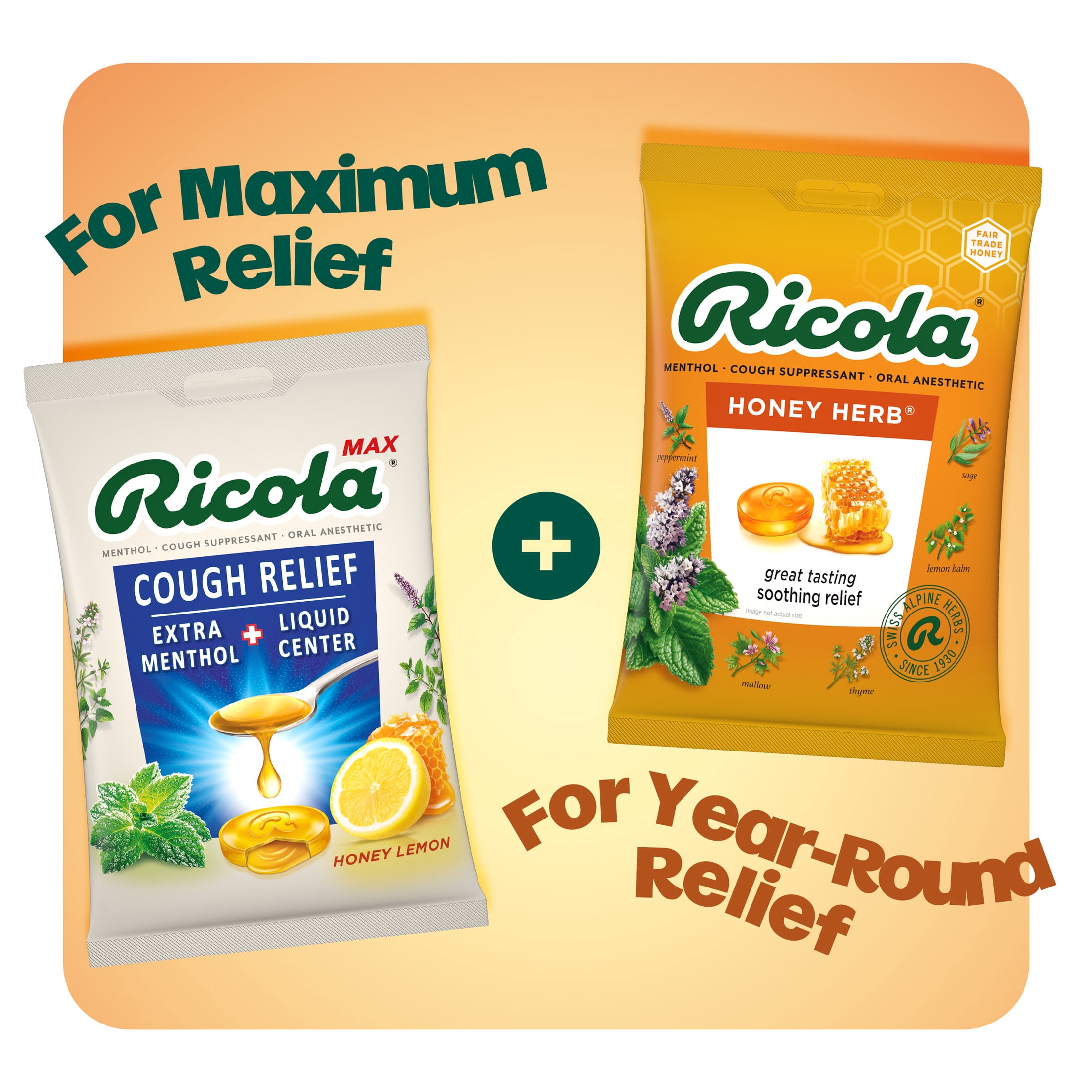 (6 pack) Ricola Honey Herb Cough Drops for Sore Throat and Cough Relief, Value Pack, 45 Count