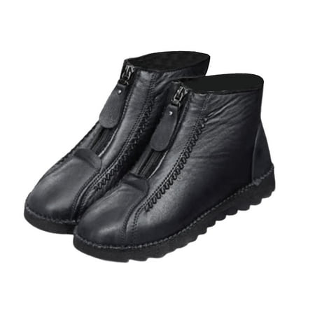 

KBKYBUYZ 2021 Winter Flat Proof Mid-tube Cashmere Snow Boots Front Zipper Boots Women Basic warm shoes