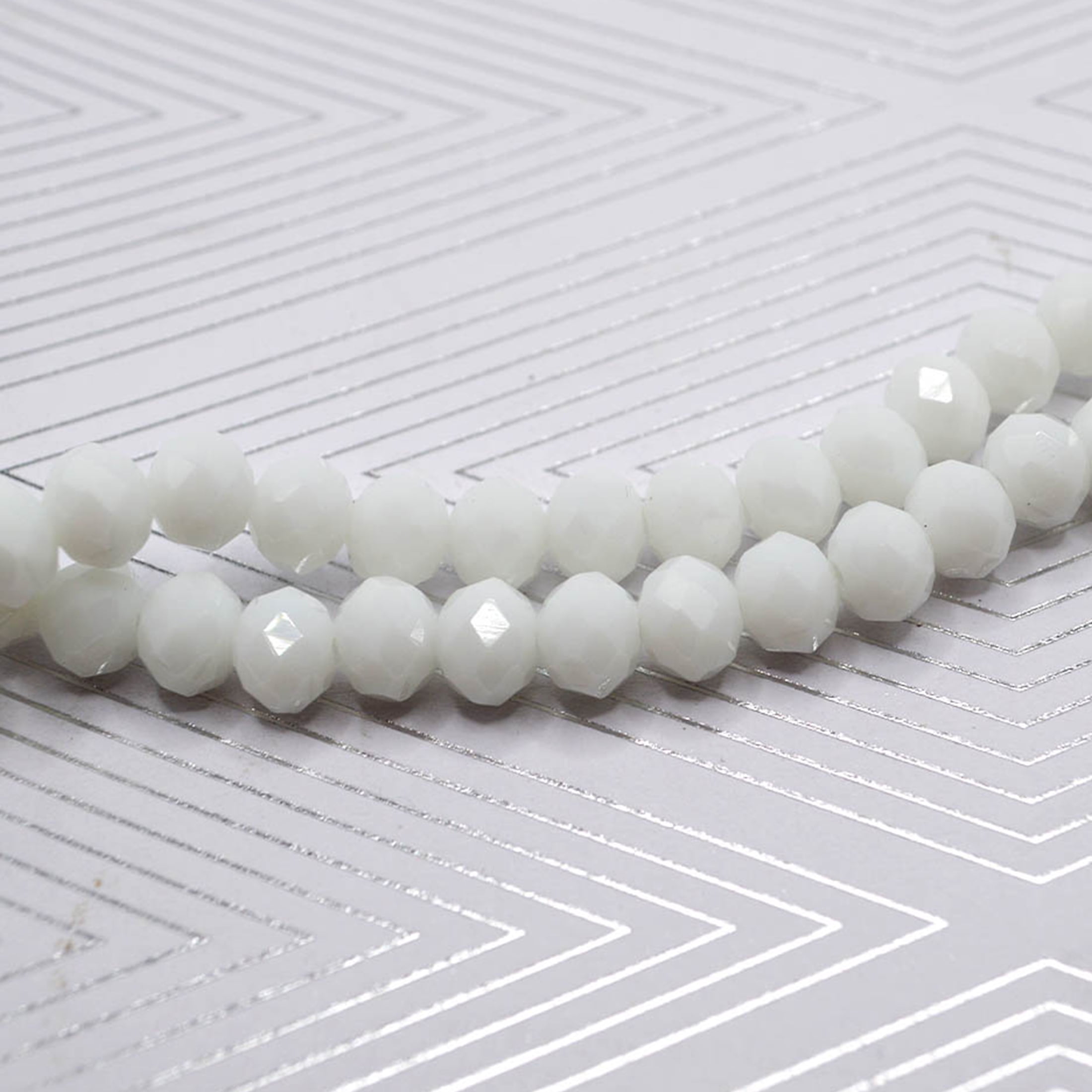 Jesse James Glass Strand Rondelle Beads – White, 1 Piece, Multi-Purpose for Teens and Adults