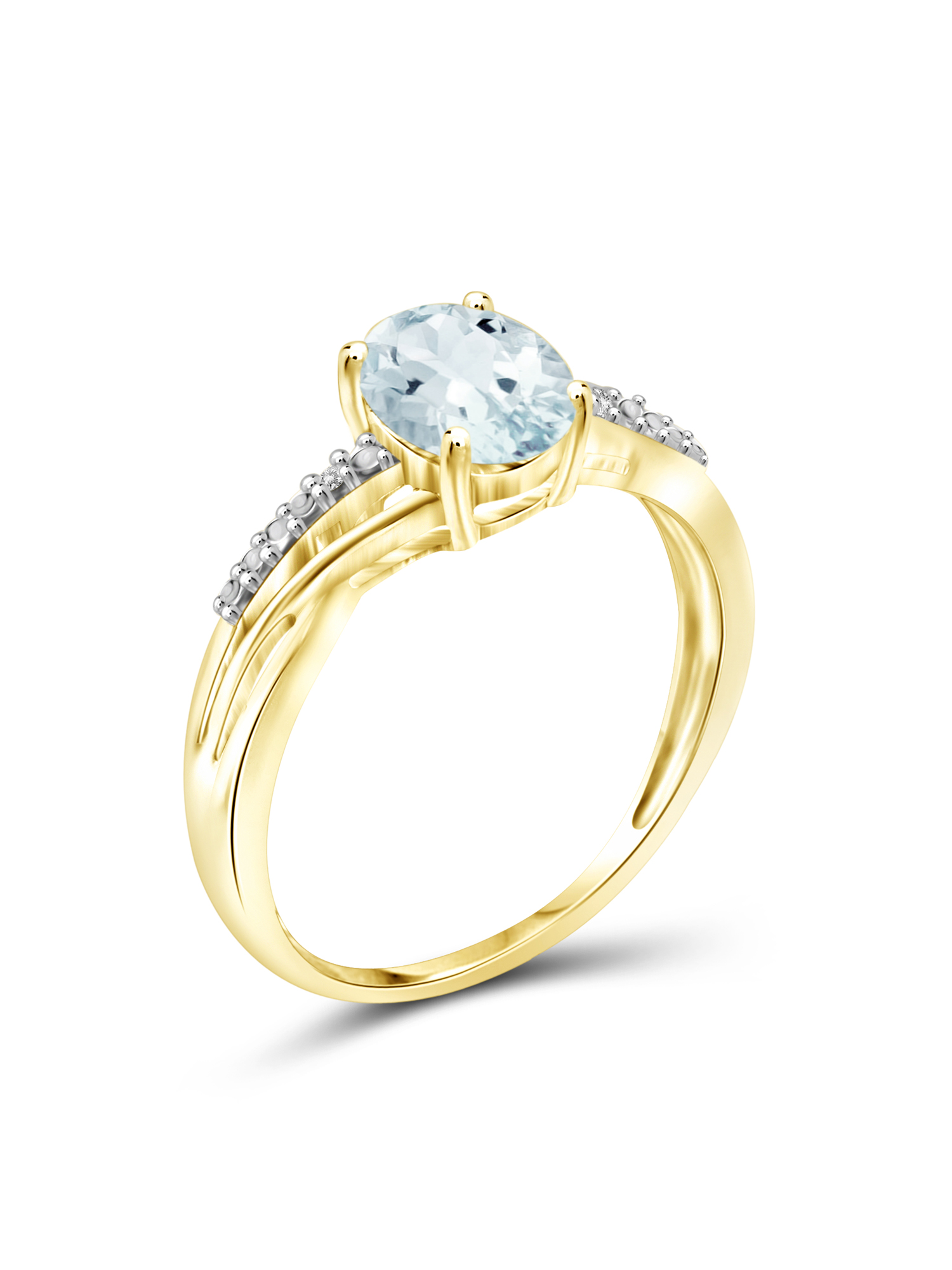 JewelersClub 1 1/7 Carat T.G.W. Aquamarine And White Diamond Accent 14K Gold Over Silver Ring