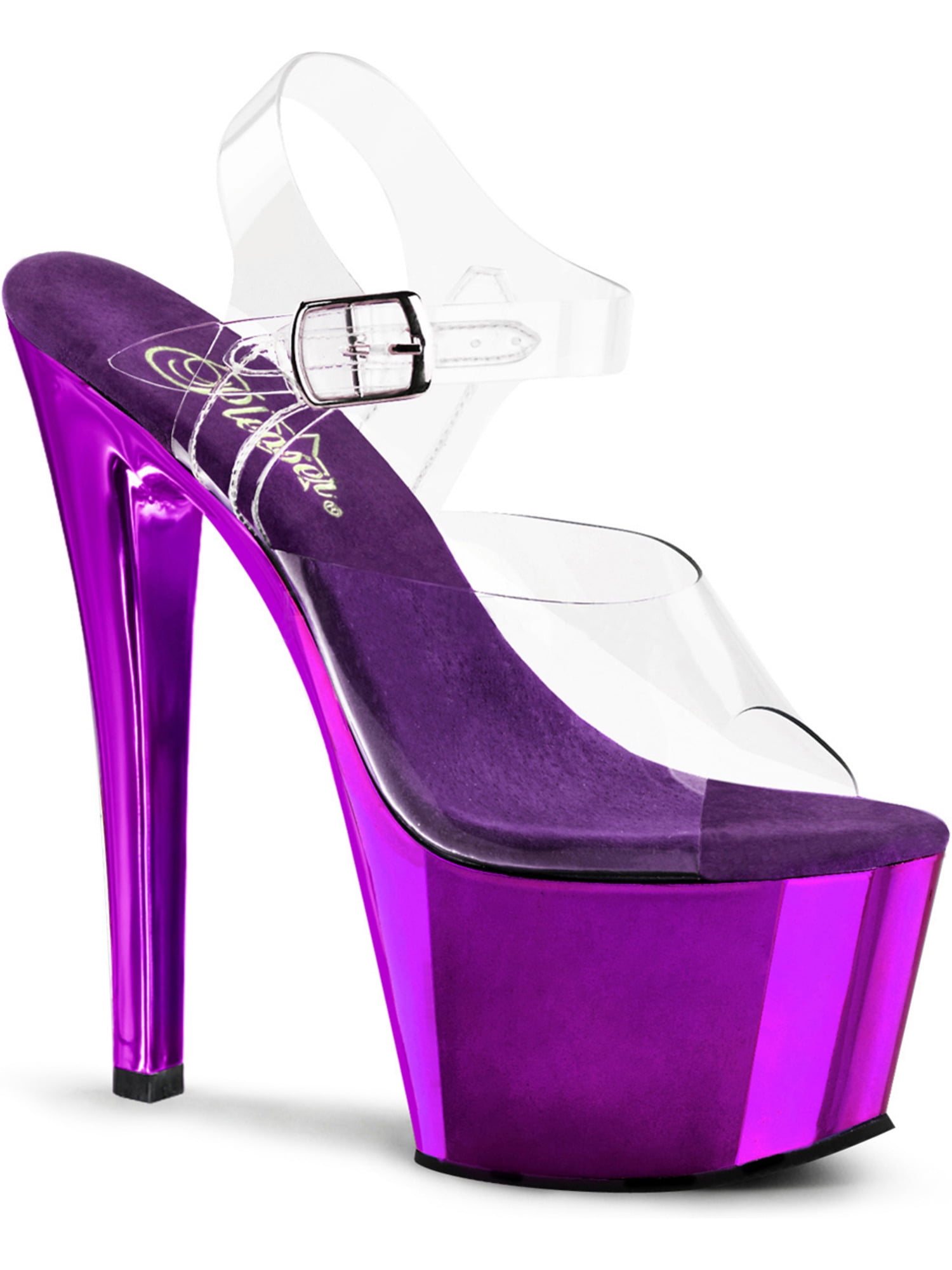Pleaser - Womens 7 Inch Purple Heels Sexy Strappy Sandals Shoes with ...