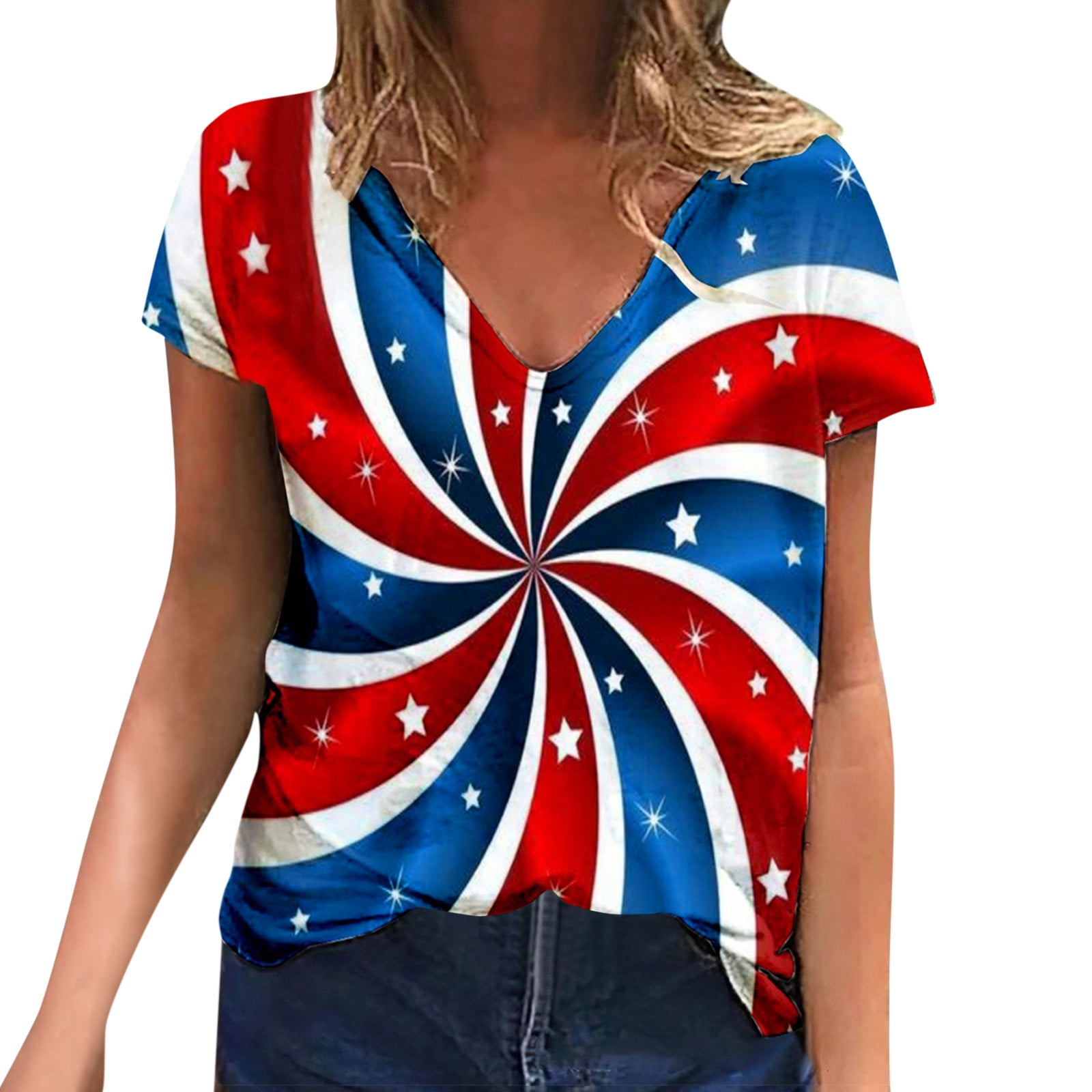 mnjin t-shirt women tops tee shirts womens hand painted american flag ...